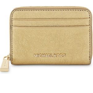 MICHAEL KORS Crackled leather zip-around card case
